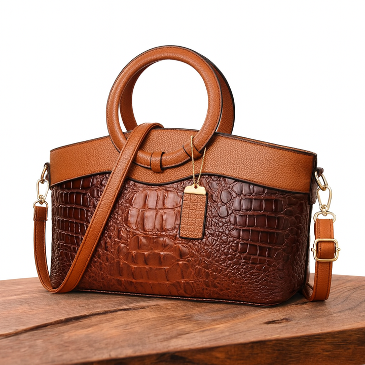 Amalia - Cartera Bicolor Textura Cocodrilo