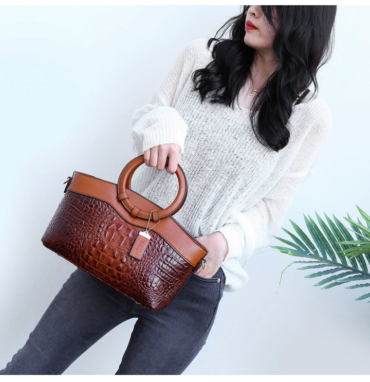 Amalia - Cartera Bicolor Textura Cocodrilo