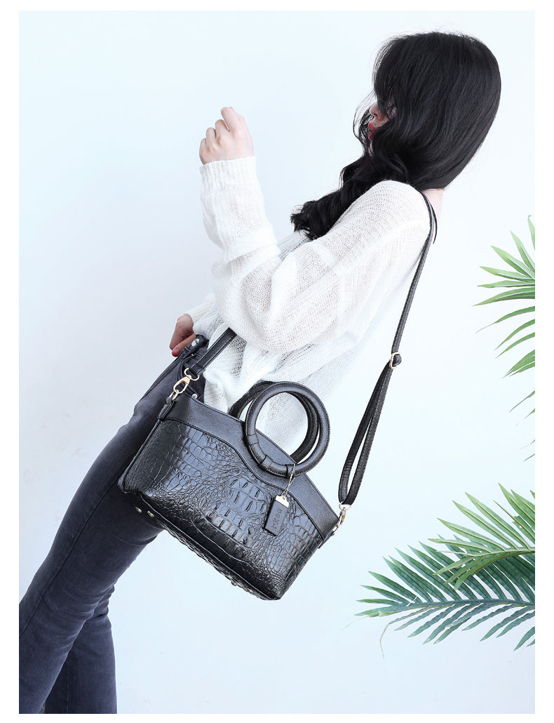 Amalia - Cartera Bicolor Textura Cocodrilo