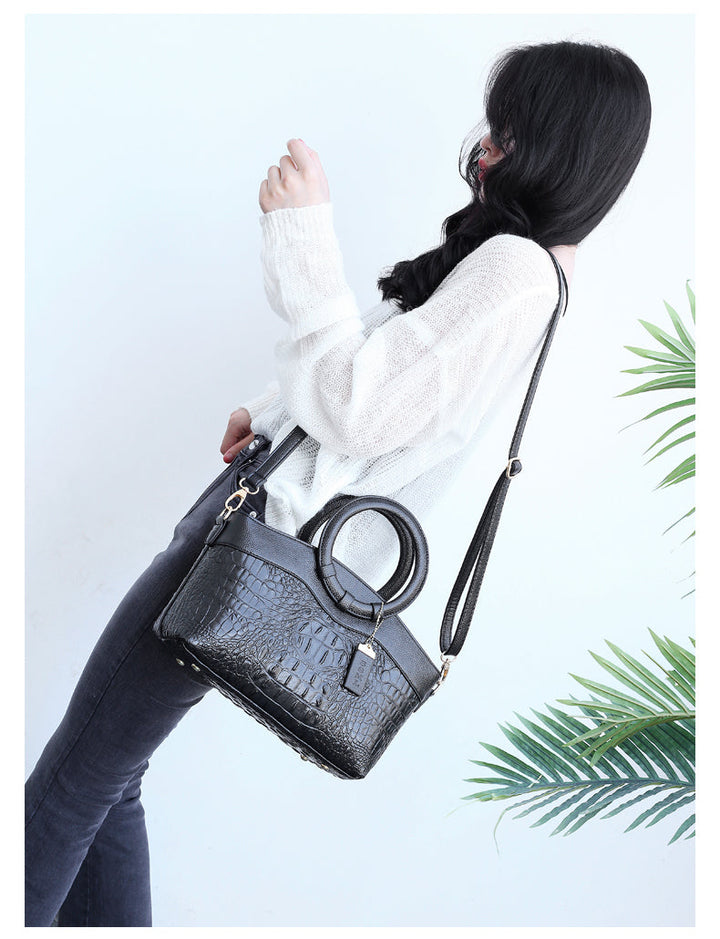 Amalia - Cartera Bicolor Textura Cocodrilo