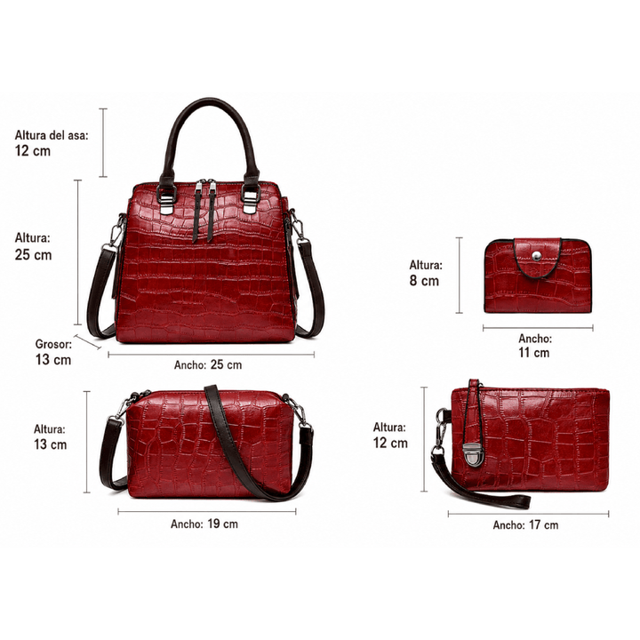 Elvira - Set Carteras Cocodrilo Cuatro Piezas