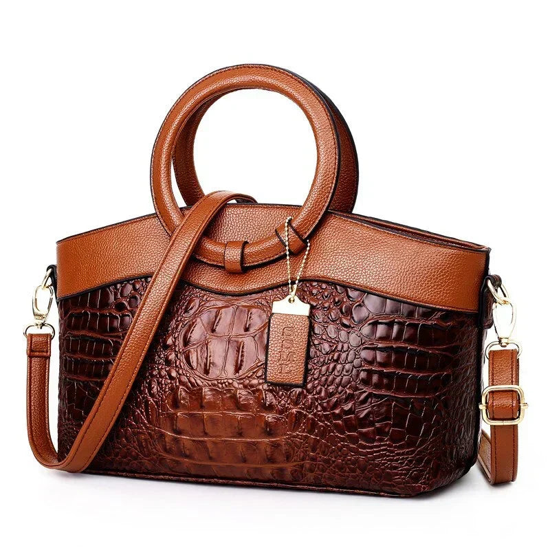 Amalia - Cartera Bicolor Textura Cocodrilo