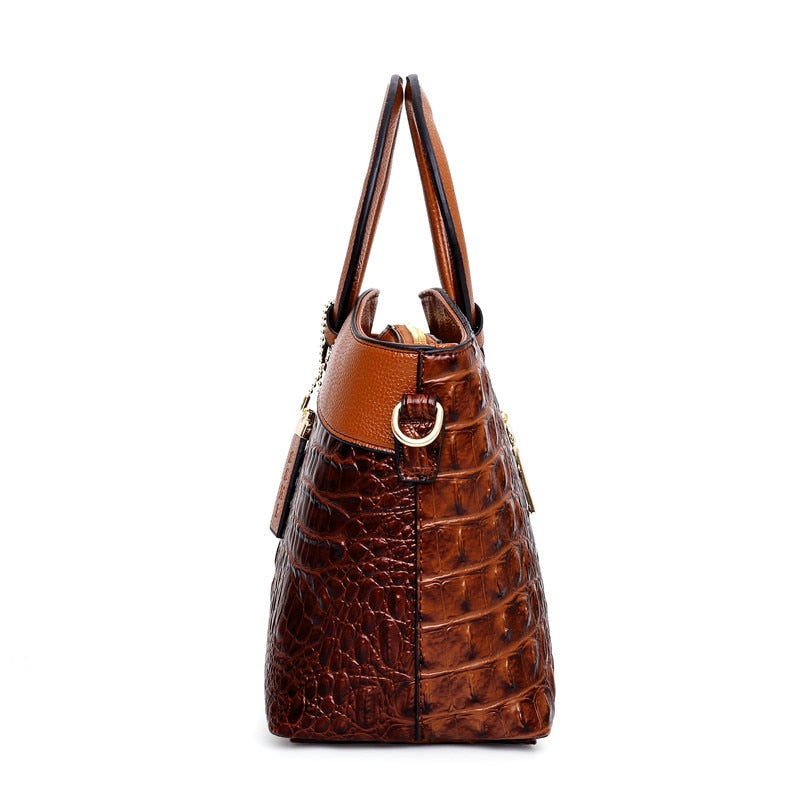 Amalia - Cartera Bicolor Textura Cocodrilo