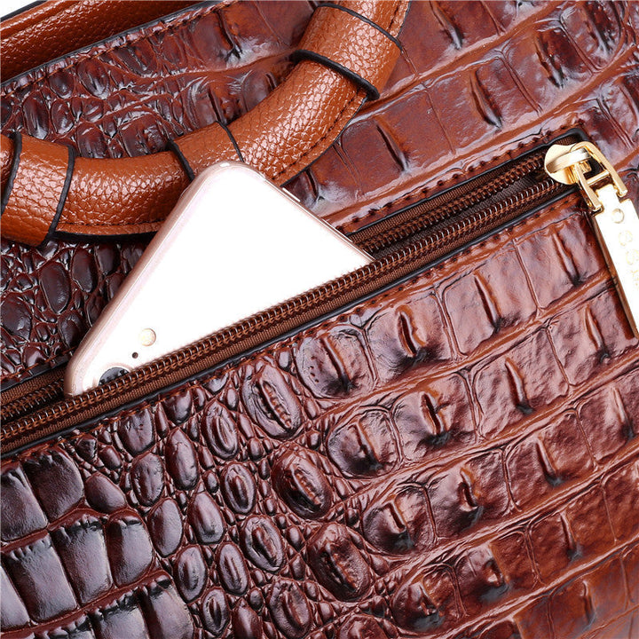 Amalia - Cartera Bicolor Textura Cocodrilo