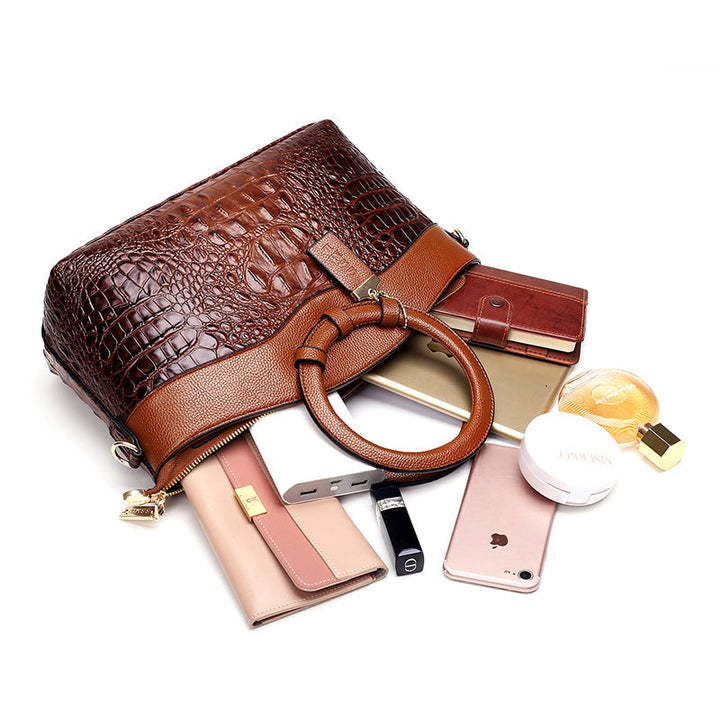 Amalia - Cartera Bicolor Textura Cocodrilo